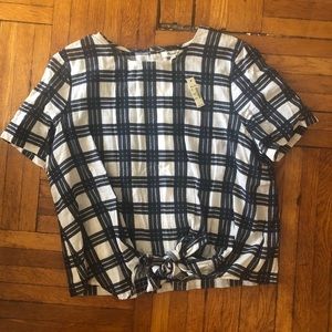 Madewell size large tie front/button back top NEW